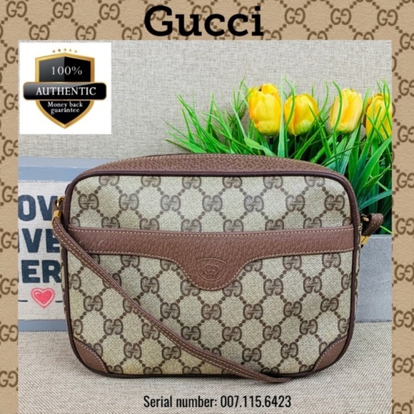Gucci Handbags - Gucci Crossbody bag pvc brown leather GG SHOULDER